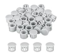 QUARKZMAN 64 Pièces Bouchons en Plastique Rond,11mm Diamètre Cache Trou Bouchon de Verrouillage à Pression, Cache Trou Meuble Mur pour Étagères, Armoires, Tables, Chaises, Lits, Gris Clair