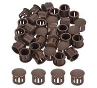 QUARKZMAN 64 Pièces Bouchons en Plastique Rond,12mm Diamètre Cache Trou Bouchon de Verrouillage à Pression, Cache Trou Meuble Mur pour Étagères, Armoires, Tables, Chaises, Lits, Marron