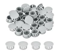 QUARKZMAN 64 Pièces Bouchons en Plastique Rond,16mm Diamètre Cache Trou Bouchon de Verrouillage à Pression, Cache Trou Meuble Mur pour Étagères, Armoires, Tables, Chaises, Lits, Gris Clair