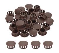 QUARKZMAN 64 Pièces Bouchons en Plastique Rond,17mm Diamètre Cache Trou Bouchon de Verrouillage à Pression, Cache Trou Meuble Mur pour Étagères, Armoires, Tables, Chaises, Lits, Marron