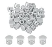QUARKZMAN 64 Pièces Bouchons en Plastique Rond,7mm Diamètre Cache Trou Bouchon de Verrouillage à Pression, Cache Trou Meuble Mur pour Étagères, Armoires, Tables, Chaises, Lits, Gris Clair