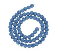 QUARKZMAN 65pcs Perles de Roche Volcanique pour Bracelet 6mm Couleur Saphir | Perles Rondes en Pierre Volcanique pour Création Bijoux DIY Diffuseur d'Huiles Essentielles, 1 Brin