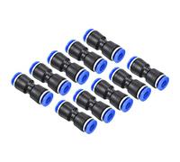 QUARKZMAN 6mm Pousser pour Connecter Raccord x 10PCS Droit Pneumatique Rapide Raccord pour Air Compresseur, [Noir & Bleu]