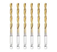 QUARKZMAN 6pcs 1/4" Tige Hexagonale Foret Hélicoïdal Titane Diamètre De Perçage 5.5mm Longueur 112mm Forets En Acier Rapide Pour Métal Durci, Acier Inoxydable, Fonte, Bois, Plastique