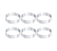 QUARKZMAN 6Pcs Anneaux à Tarte en Acier Inoxydable 3,5" Cercle de Cuisson Métallique Perforé pour Dessert Mousse Gâteau Rond Antiadhésif pour Cuisine Maison Outil de Fabrication de Fromage
