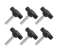 QUARKZMAN 6Pcs Boutons à Ailettes en T, M5 x 25mm Vis de Serrage Bouton Fileté Mâle en Acier Inoxydable 304 Poignée de Vis à Pouce de 27mm de Diamètre pour Remplacement, Noir