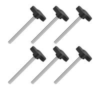 QUARKZMAN 6Pcs Boutons à Ailettes en T, M5 x 60mm Vis de Serrage Bouton de Vis Mâle en Acier Inoxydable 304 Poignée de Vis à Pouce de 27mm de Diamètre pour Remplacement, Noir