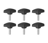 QUARKZMAN 6Pcs Boutons à Ailettes Tee M6 x 20mm Tige Filetée Mâle Métrique Tête en T Boutons en Plastique Poignées à Vis à Pouce de Serrage Poignée de Serrage, Noir