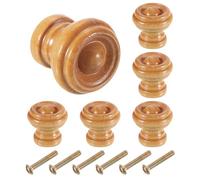 QUARKZMAN 6Pcs Boutons en Bois, Boutons de Placard Ronds de 25mm/1" avec Poignées à Trou Unique, en Bois