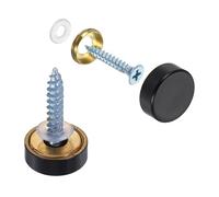 QUARKZMAN 6Pcs Cache-Vis, Coques À Vis Plat En Laiton Poli, Coques Décoratives Pour Clous Et Fixations Pour Signalétique, Publicité, Quincaillerie Et Construction, Diamètre 14mm, Noir