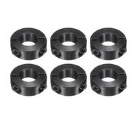 QUARKZMAN 6Pcs Collier De Arbre Double Fendu, Alésage 5/8" Collier De Serrage Monobloc 1-5/16" OD 7/16" Épaisseur Collier De Verrouillage Noir Avec Vis De Fixation (Acier 1045)