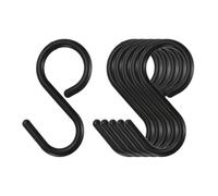 QUARKZMAN 6pcs Crochets en S 2.4" Suspendu en Plastique en Forme de S Crochets Petit S Cintre Placard Tige Crochets pour Suspendre Ustensiles de Cuisine Tasses Plantes Vêtements, Noir