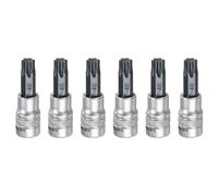 QUARKZMAN 6Pcs Douille Torx 1/4" Pour T40 Acier S2 Tête Étoile Embouts De Tournevis Adaptateur De Douille Acier CR-V Pour Maison Auto Essieu Écrous Hexagonaux Boulons Réparation