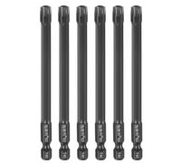 QUARKZMAN 6pcs Embout Tournevis T40 Torx Tige Hexagonale 1/4" Acier S3 Noir | Embouts Tournevis Hexagonaux, Longueur 100mm/4", Magnetique Anti-Frappe Tete astre 6 Points