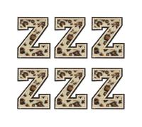 QUARKZMAN 6Pcs Letters Z Patches Leopard Iron-On, 2.4 Inch Decorative Alphabet Letter Sewing Black Border Sew Embroidered Applique Patches Pour Clothing Repair Backpack Jean