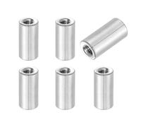QUARKZMAN 6Pcs M5x0.8x20mm Écrous D'Accouplement Ronds, Connecteur En Acier Inoxydable Écrous De Fixation Quincaillerie Écrous 10mm OD Pour Tige Filetée, Argent
