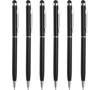 QUARKZMAN 6pcs Métal Stylet Stylo Bille 2 en 1 Universel Rétractable Encre avec Stylets Conseils pour Tous Capacitif Tactile Écran Appareil, Noir