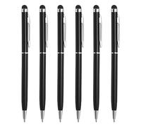 QUARKZMAN 6pcs Métal Stylet Stylo Bille 2 en 1 Universel Rétractable Encre avec Stylets Conseils pour Tous Capacitif Tactile Écran Appareil, Noir