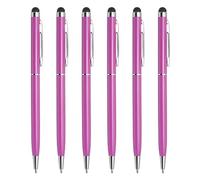 QUARKZMAN 6pcs Métal Stylet Stylo Bille Stylo 2 en 1 Universel Rétractable Encre Stylo avec Stylet Conseils pour Tous Capacitif Tactile Écran Appareil, Rose Rouge