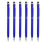 QUARKZMAN 6pcs Métal Stylet Stylo Bille Stylo 2 en 1 Universel Rétractable Encre Stylo avec Stylet Conseils pour Tous Capacitif Touche Écran Appareil, Foncé Bleu