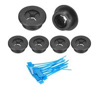 QUARKZMAN 6Pcs Passe-Câble 7/8"(22mm) Oeillet En Caoutchouc Noir | Pour Bureau Couverture De Trou De Passage De Fil Avec Attaches-Câble Marquées Pour Protection De Câble À Domicile Et Bureau