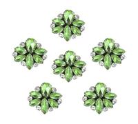 QUARKZMAN 6Pcs Patchs Perlés Faits À La Main, Appliques En Strass Cristal De Verre, Patch Perlés À Coudre Pour Accessoires De Couture DIY Vêtements, Vert Clair