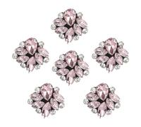 QUARKZMAN 6Pcs Patchs Perlés Faits Main, Appliques En Strass Cristal De Verre, Patch Perlés À Coudre Pour Accessoires De Couture DIY Vêtements, Rose