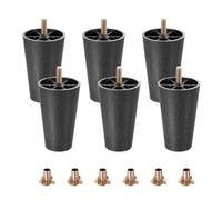 QUARKZMAN 6Pcs Pieds De Meuble en Plastique, 2.36" x 3.94" Pieds De Canapé De Remplacement avec Boulons À Crochet M8 pour Chaise Canapé Commode Armoire Lit, Noir