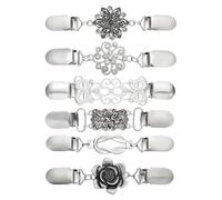 QUARKZMAN 6Pcs Pince À Robe Pince Dos, Pince Cardigan Rétro Pince Châle Col Manteau Pince Taille Broche Chemise Pour Maintenir Pull Ensemble Pour Femmes (Mélange Argent, 6 Designs)