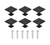 QUARKZMAN 6Pcs Poignées De Meuble, 1.18" Poignées De Tiroir Carrées Pleines À Trou Unique En Alliage D'Aluminium Avec Vis Pour Armoires De Cuisine Commode De Chambre Dressing, Noir