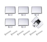 QUARKZMAN 6Pcs Poignées De Tiroir, 1.24" Poignées De Meuble Carrées Pleines À Trou Unique En Alliage D'Aluminium Avec Vis Pour Armoires De Cuisine Commode De Chambre Dressing, Silver
