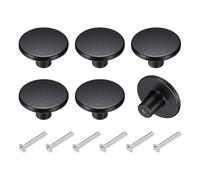 QUARKZMAN 6Pcs Poignées De Tiroir, 1.46" Poignées De Meuble Rondes Pleines À Trou Unique En Alliage D'Aluminium Avec Vis Pour Armoires De Cuisine Commode De Chambre Dressing, Black