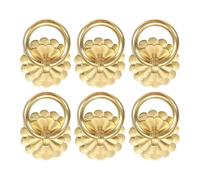 QUARKZMAN 6Pcs Poignées Et Boutons De Tiroir En Laiton 1.18 Pouce, Poignées De Tiroir Vintage En Forme De Fleur Avec Épingles En U Pour Armoire Commode Placard Buffet, Ton Or