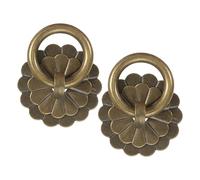 QUARKZMAN 6Pcs Poignées Et Boutons De Tiroir En Laiton 1.36 Pouce, Poignées De Tiroir Vintage Avec Épingles En U Forme Fleur Pour Armoire Commode Placard Buffet, Ton Or