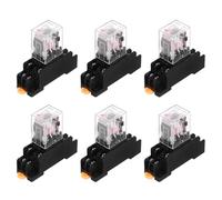 QUARKZMAN 6Pcs Relais Electromagnetique Puissance AC 24V, 8-Pin 5A Relais Bobine Puissance Avec Indicateur LED Et Base Socle DPDT 2NO 2NC - MY2NJ Pour Industrial