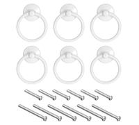 QUARKZMAN 6pcs Rond Anneau Tirettes, Tiroirs Boutons Blanc Cercle Tiroir Poignées Simple Trou pour Commode Placard Penderie
