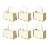 QUARKZMAN 6Pcs Sacs En Tissu Épais, Sacs Cadeaux Réutilisables Pliables Grands Sacs De Courses Avec Poignées Pour Fournitures Pour Fête Plage Épicerie, 9.1 x 6.3 Inch Blanc