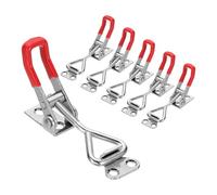 QUARKZMAN 6pcs Verrous À Bascule Réglables M5 x 25mm Capacité De Maintien 220lbs Style 4001 Verrous À Libération Rapide Pour Couvercle De Fumoir Boîte À Outils Serre-joint, Argent Rouge