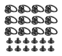 QUARKZMAN 6x8mm Balle Tête Goujon Rivets Vis Arrière avec O Anneau, 12Paquet Button Mamelon Rivet pour DIY Cuir Artisanat, Métallisé Noir