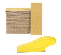 QUARKZMAN 70 Pcs Papier À Poncer De Détail Grain 60 3.5" x 1.2" Feuilles De Papier À Poncer Micro Pour Main Avec Outil De Bloc De Ponçage Pour Meubles En Bois Artisanat Travail Du Bois