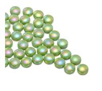 QUARKZMAN 70 Pièces Perles Plates en Céramique 0,22 Livres (0,47-0,87") | Pierre Précieuse Vert Clair Irisé, Marbres Galets en Céramique pour Remplissage de Vase, Perles en Céramique