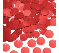 QUARKZMAN 700 Pcs Paillettes Plates Et Rondes 15mm/0.6 Inch Paillettes Lâches Avec Trou Unilatéral Pour DIY Broderie Vêtements Fabrication De Bijoux, Rouge