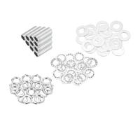 QUARKZMAN 70Pcs Tube Fileté M10 à Filetage Fin 2.5cm de Long x 7mm ID Kit de Raccords pour Tubes de Lampe avec Écrous Hexagonaux et Rondelles, pour Réparation Bricolage, Argent