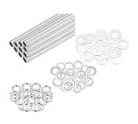 QUARKZMAN 70Pcs Tube Fileté M10 à Filetage Fin 9cm de Long x 7mm ID Kit de Raccords pour Tubes de Lampe avec Écrous Hexagonaux et Rondelles, pour Réparation Bricolage, Argent