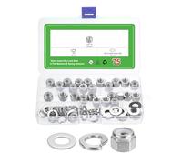 QUARKZMAN 75Pcs 0.375"-16 Kit Écrous Hexagonaux Auto-Serrants À Insert Nylon, 304 Acier Écrous Verrouillage Auto-Serrants Avec Rondelles Plates 0.812Pouce Et Rondelles Grower 3/8Pouce