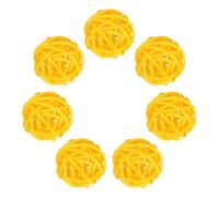 QUARKZMAN 7Pcs Boules En Rotin Jaune Pour Centre De Table De Bol 1.2 Pouce Dia Boules En Rotin Sphères Décoratives Pour Vase Table À Manger Maison Décoration Mariage