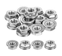 QUARKZMAN #8-32 Écrous Hexagonaux à Bride Crantée, 20 Pièces en Acier Inoxydable 304, Écrou Hexagonal Antidérapant, Filetage Complet, Finition Brillante, Argent