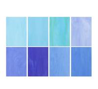 QUARKZMAN 8 Feuilles de Verre Coloré, 4 x 6 Pouces, Assortiment de Carreaux de Verre Mosaïque pour Projets Diy Décoration Maison, Série Bleue