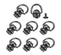 QUARKZMAN 8 Pcs Attaches à Boule Métalliques Rivets D Ring (Noir) | Boutons à Tête de Poteau Boule 360 Rotatifs Petits Rivets Avec Vis pour Connecteur de Chaîne de Sac Artisanat Cuir DIY