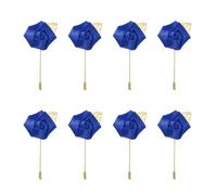 QUARKZMAN 8 Pcs Boutonnières de Marié Épingles à Rose 2"x3.5" pour Cérémonie de Mariage Anniversaire Soirée Formelle Décoration de Costume Bleu Profond